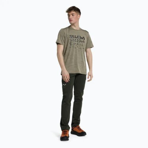 Salewa pánské trekové tričko Puez Hybrid 2 Dry hnědé 00-0000027397