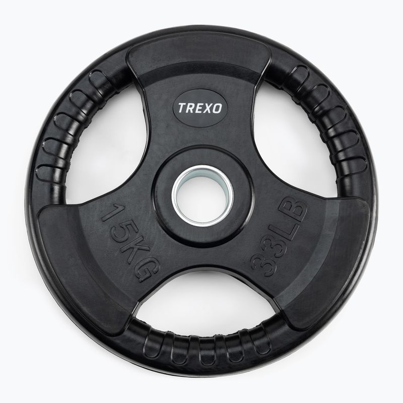 Pogumované litinové závaží XTREXO černé RW15 15 kg 3