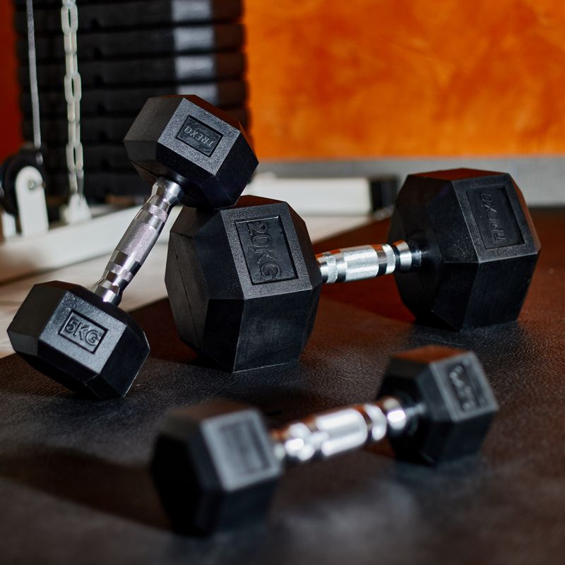 Pogumovaná činkaXTREXO Hex HXD200 20 kg 7