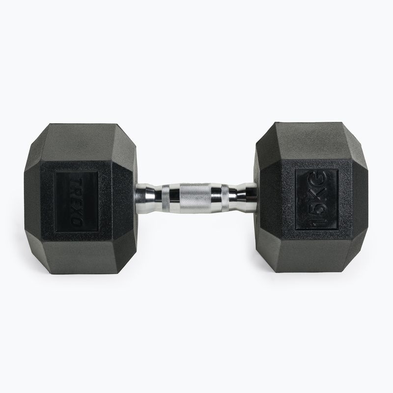 Pogumovaná činka XTREXO Hex HXD150 15 kg 5