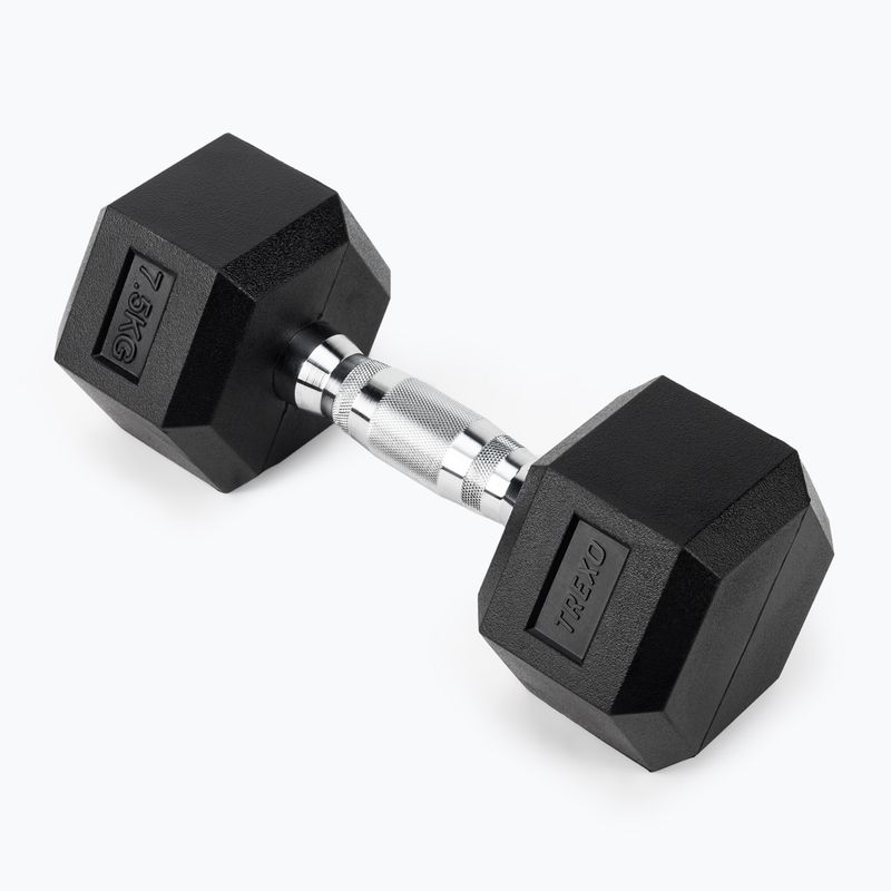 Pogumovaná činka XTREXO Hex HXD75 7.5 kg 3