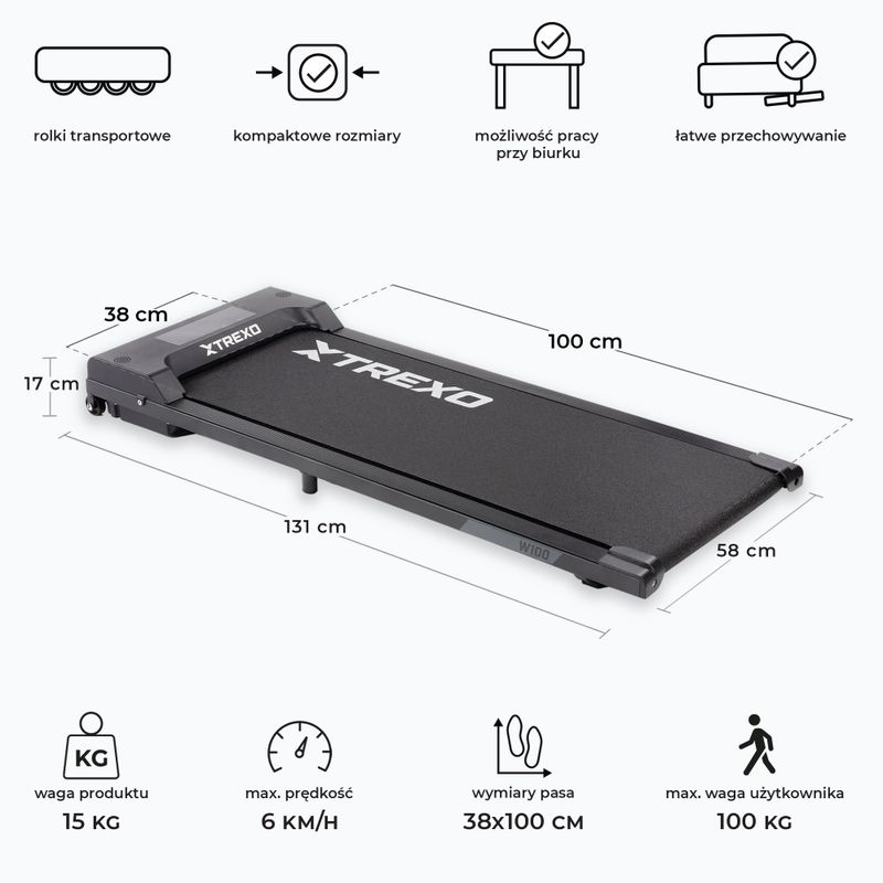 Běžecký pás elektrický XTREXO Walking Pad W100 černý 3